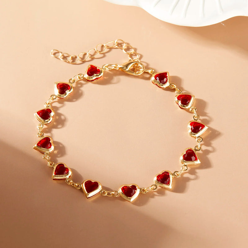 Heart Crystal Charm Bracelet