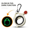 A white glow-in-the-dark cable tie organizer with a carabiner clip and a green light indicator.