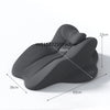 Gray ergonomic memory foam reading pillow shown from the side with dimensions marked.