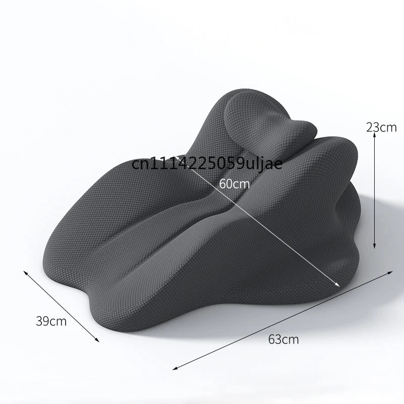 Gray ergonomic memory foam reading pillow shown from the side with dimensions marked.