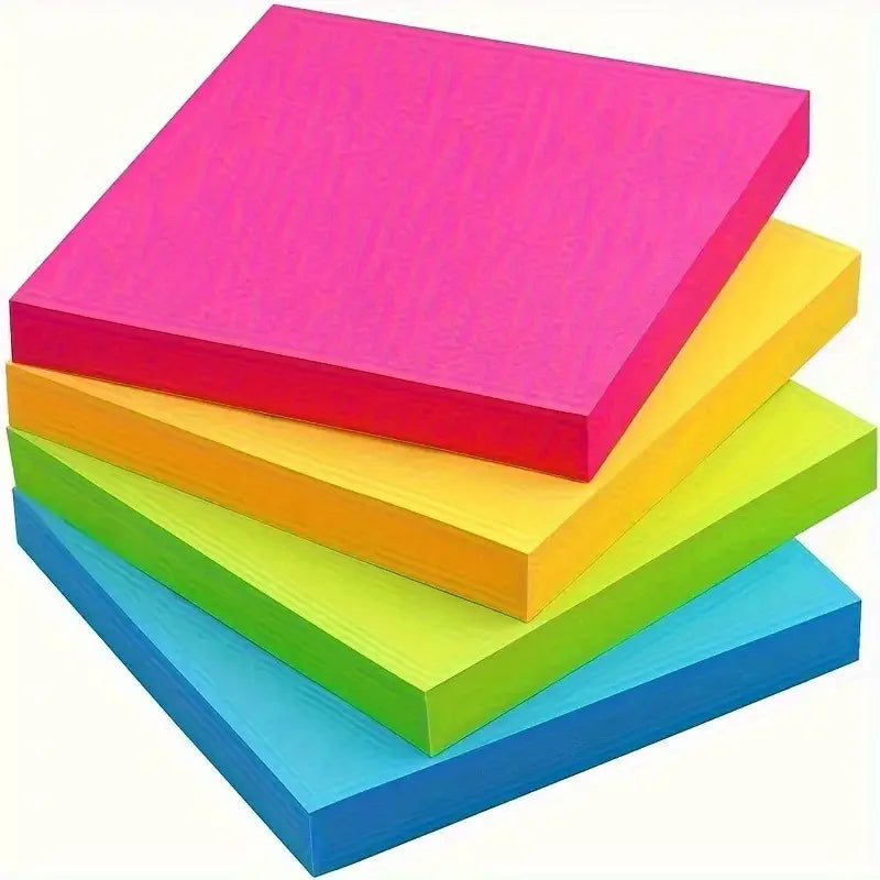 Vibrant Neon Self-Adhesive Sticky Notes for Organization