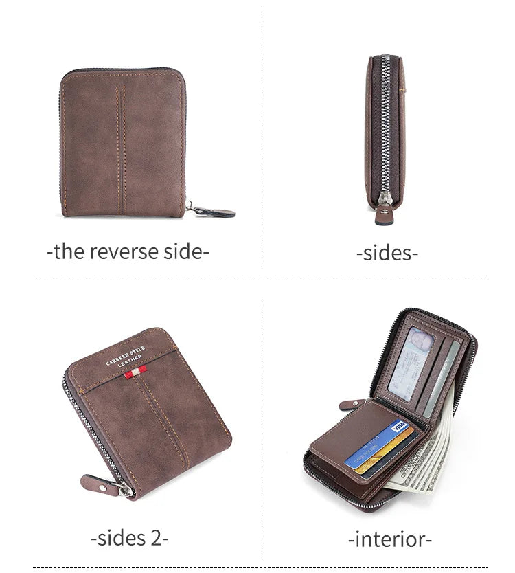 Men's Vintage PU Leather Wallet with Woven Tape Accent
