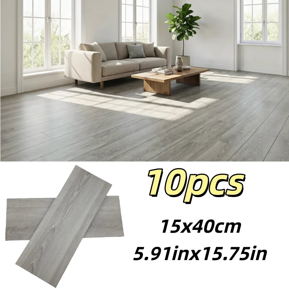 Self-Adhesive Wood Grain Floor Sticker - 40x15cm (10 Pack)