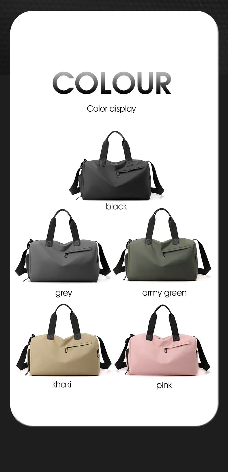 Versatile Travel Gym Bag with Wet/Dry Separation