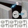 Close-up of a hidden magnetic door catch mechanism being installed on a cabinet or wardrobe door.