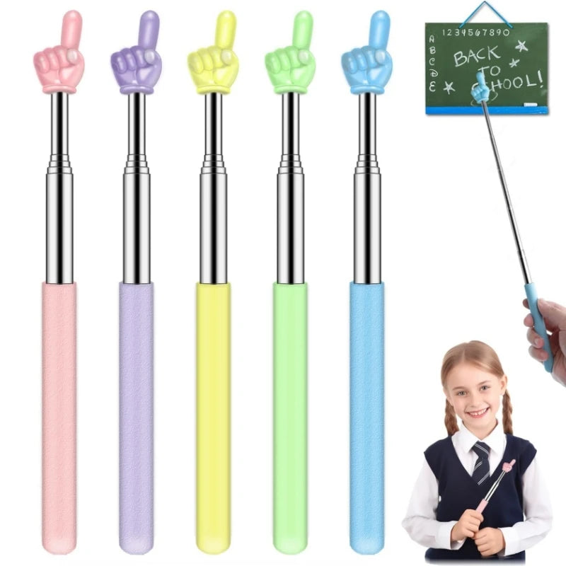 Telescopic Stainless Steel Teaching Pointer with Finger Design