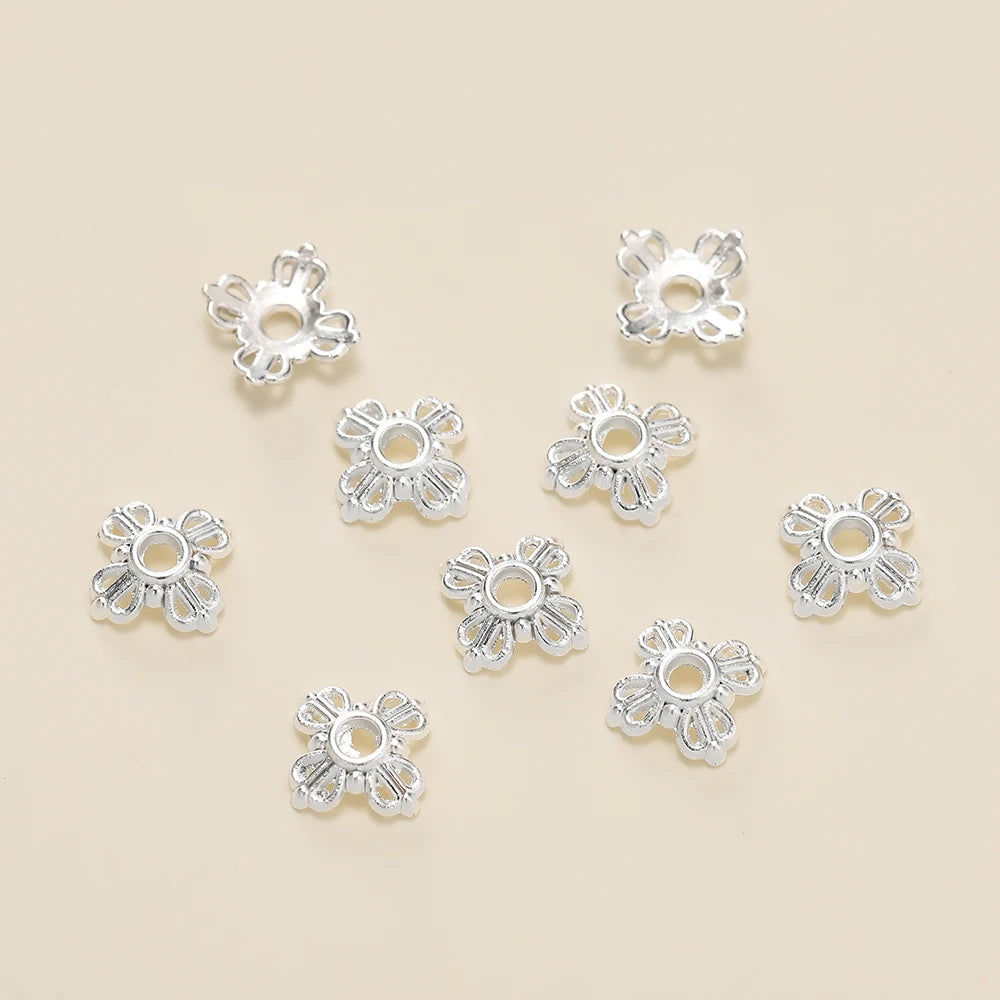 Decorative Flower Bead Caps for Jewelry Making – 50 Pack