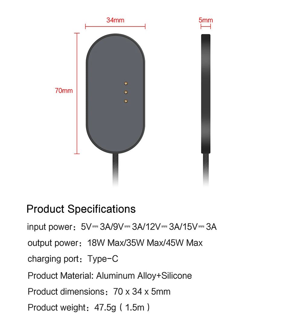Magnetic Wireless Charger for iPad Pro & Air with USB-C Cable