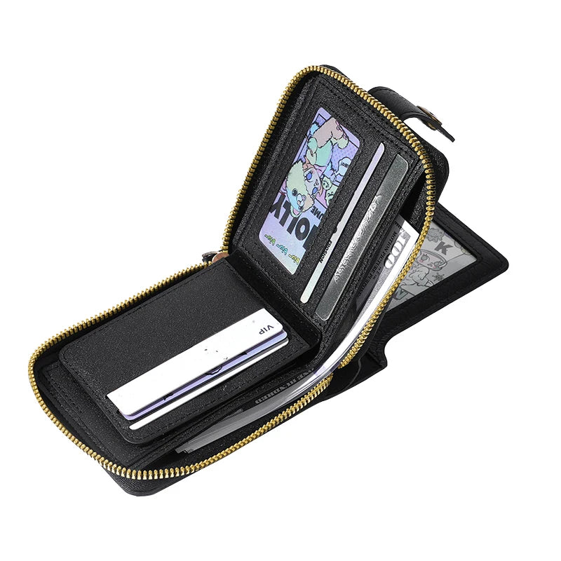Vintage Zip-Around Bifold Wallet for Men