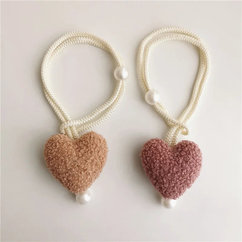 Plush Heart-Shaped Curtain Tiebacks with Beaded Accents