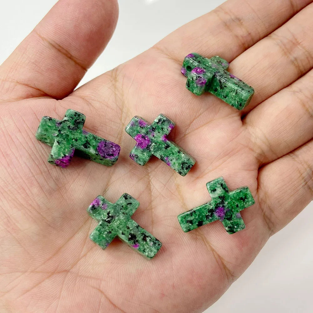 Natural Stone Cross Pendant Charm for Jewelry Making