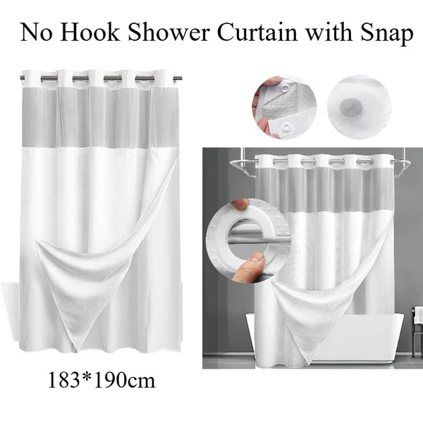 Waffle Weave Shower Curtain with Snap-On Liner