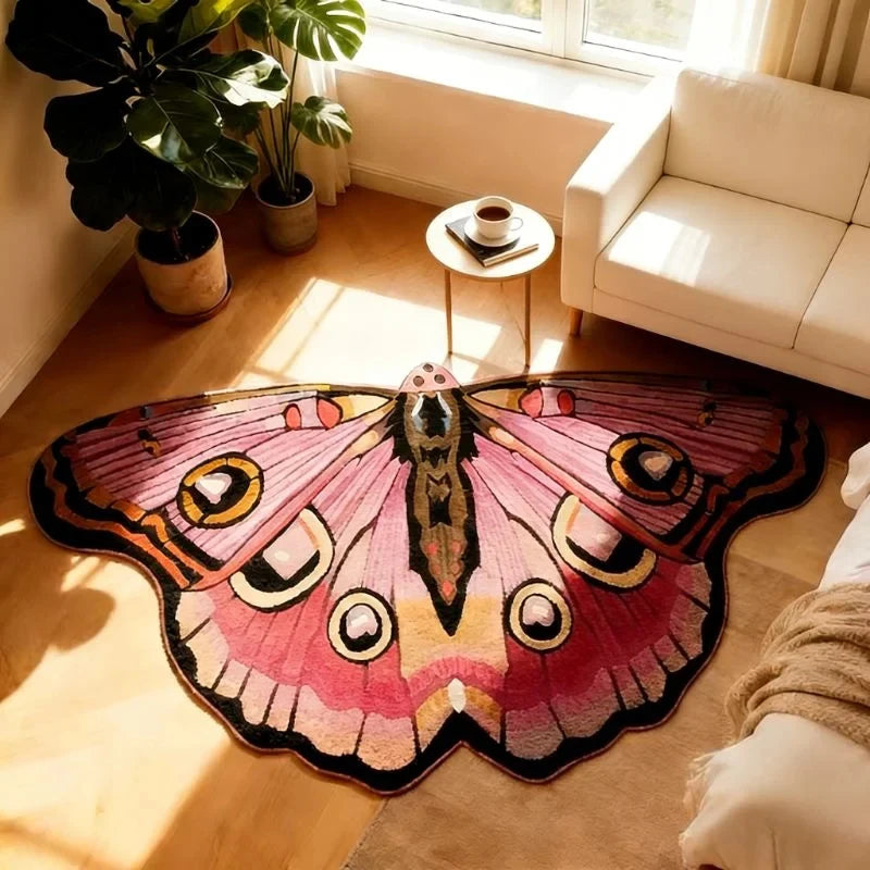 Butterfly-Shaped Plush Rug with Non-Slip Backing