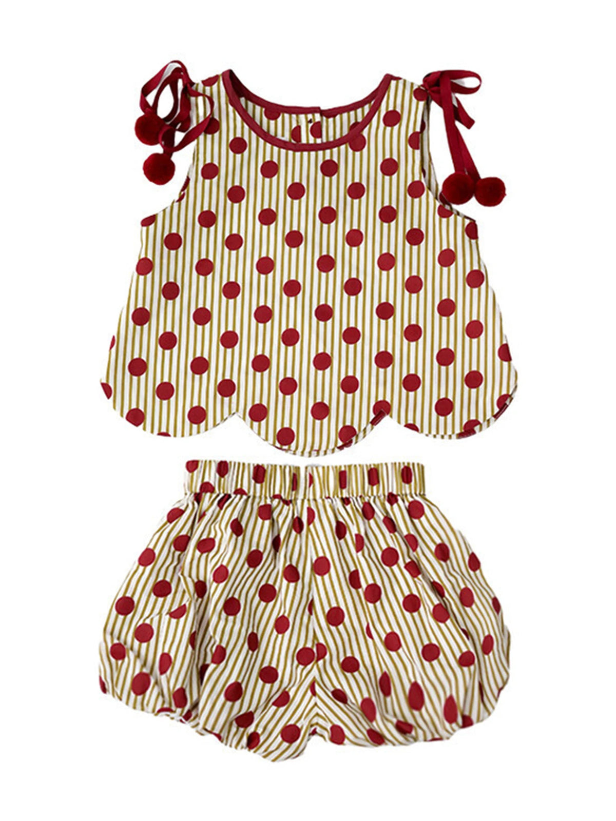 Girls' Sleeveless Dot Print Tank Top and Lantern Shorts Set