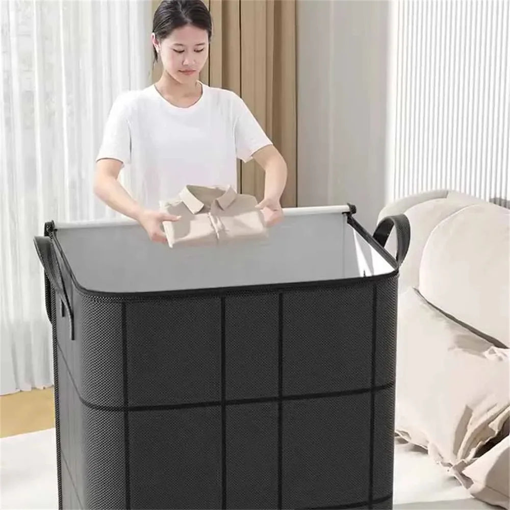 Large Foldable Non-Woven Storage Bag with Zipper and Handles