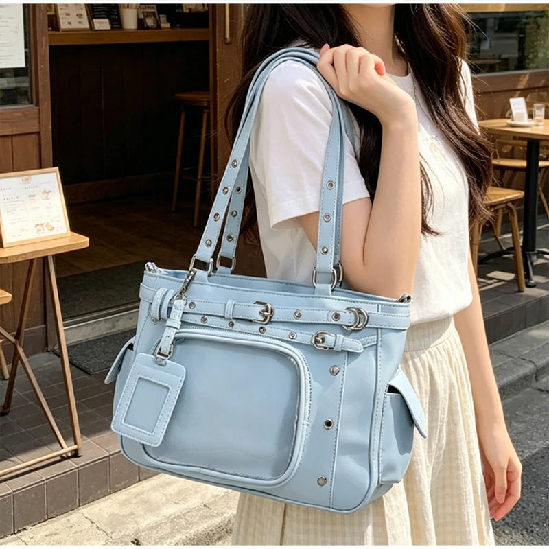 Gradient Color Otaku Crossbody Bag with Clear Pin Display Window