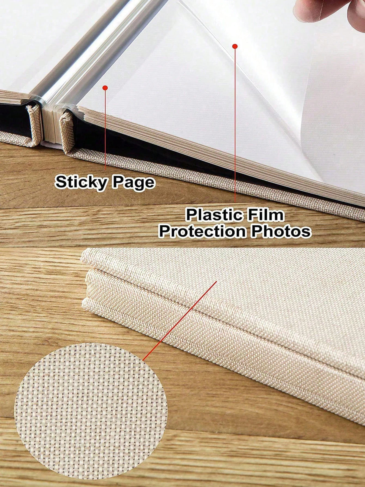 Linen Self-Adhesive Photo Album for Scrapbooking and DIY