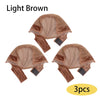 Three light brown velvet wig grip caps for adjustable non-slip lace wigs