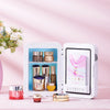 Compact LED Makeup Fridge with Mirror