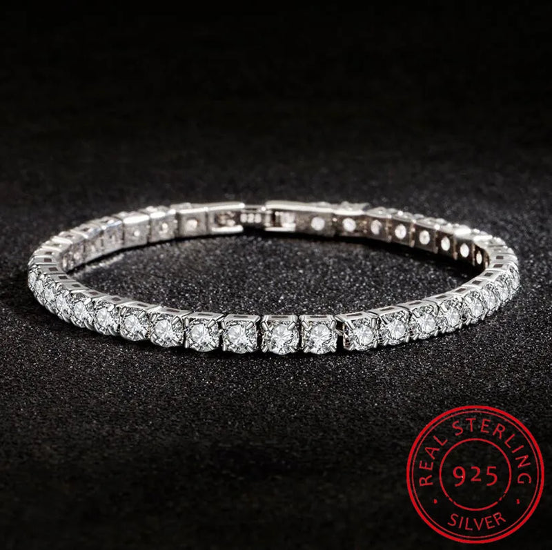 Elegant 925 Sterling Silver Tennis Bracelet with Cubic Zirconia