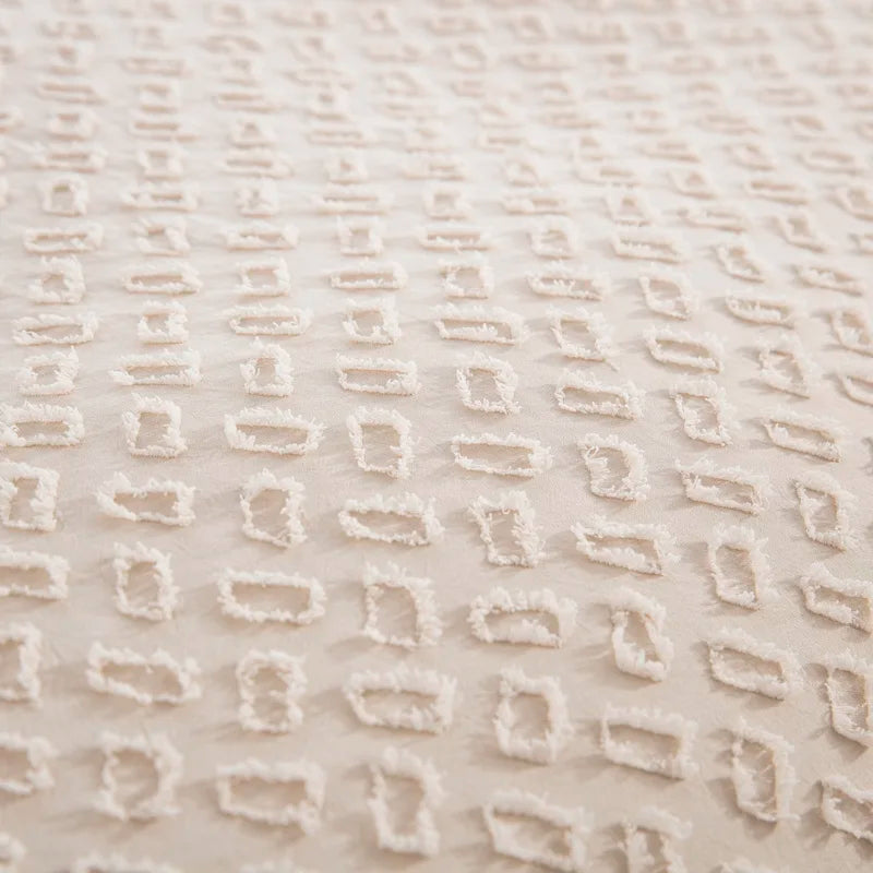 Tufted Boho Chic Duvet Cover Set with Textured Microfiber