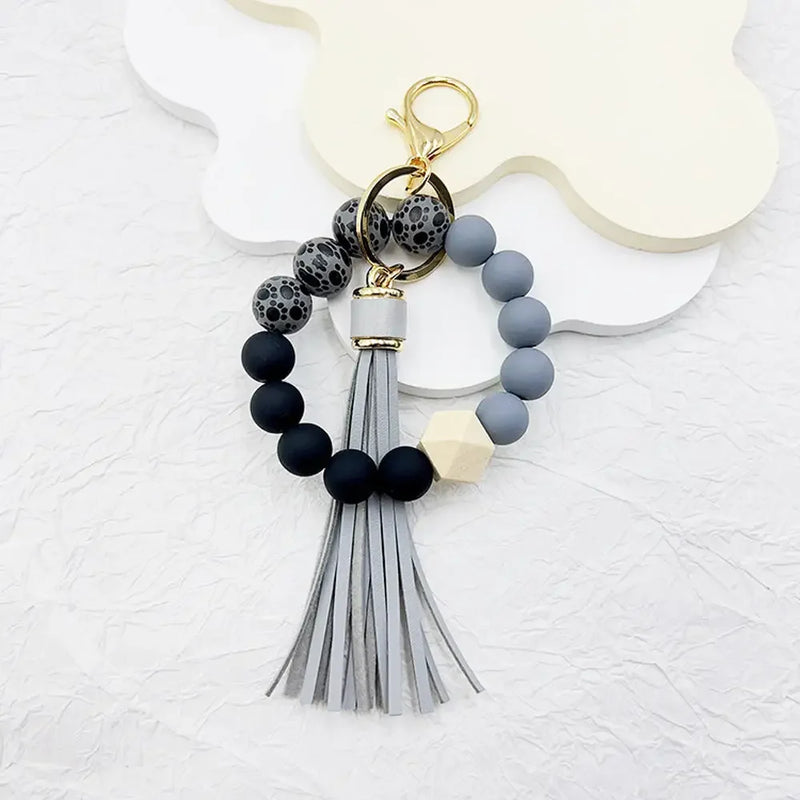 Boho Silicone Bead Keychain with Tassel