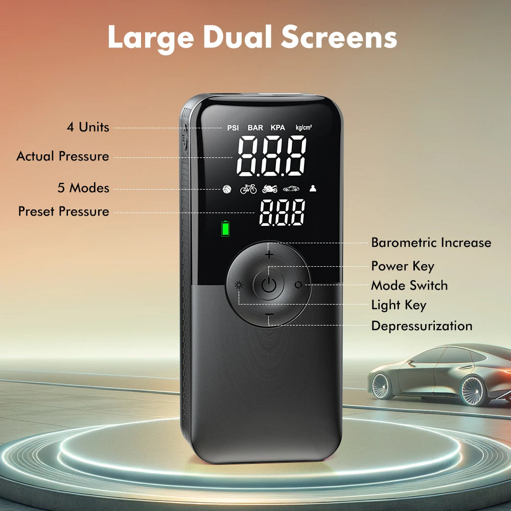Rechargeable Cordless Tire Inflator with Digital Display