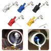 Various turbo sound whistles and exhaust pipe adapters in silver, blue, black, and red colors.
