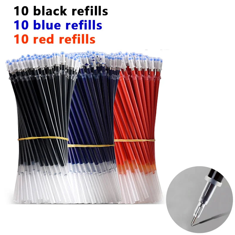 Smooth 0.5mm Gel Pen Set with Refills (Black, Blue, Red)