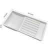 White plastic drawer organizer tray with a slotted section for dental instruments