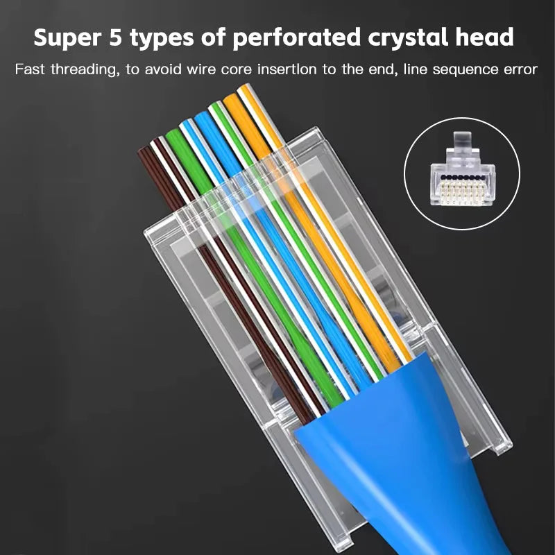 RJ45 Pass-Through Connectors with Gold-Plated Contacts