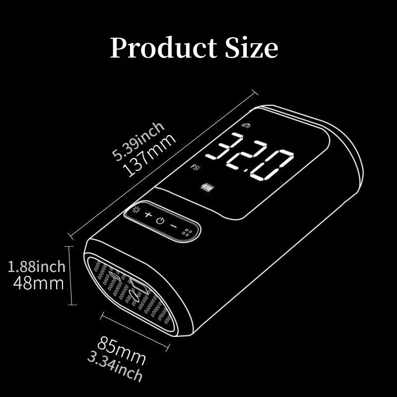 Cordless Rechargeable Tire Inflator with Digital Pressure Gauge