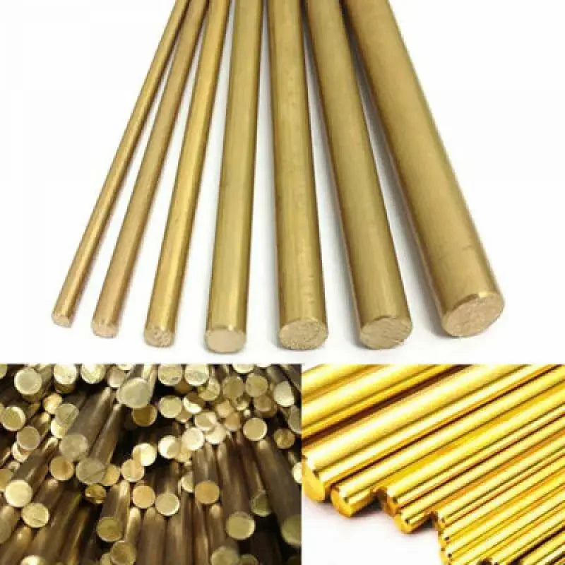 A close-up view of precision brass bar rods used for wire and tube making.