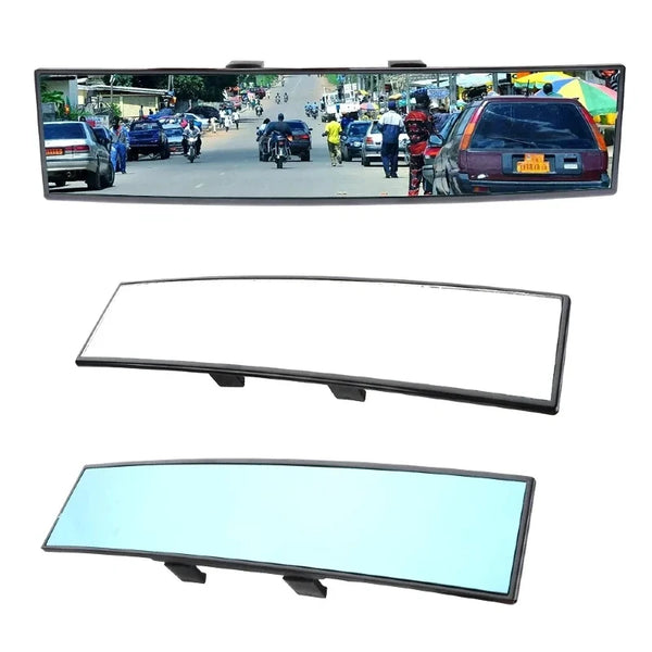 Wide angle convex car rear view mirror with anti-glare protection