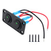 Black circular joystick switch panel with LED toggle switch and colored wires