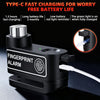 A black fingerprint alarm device for a disc brake lock is shown with a white cable.