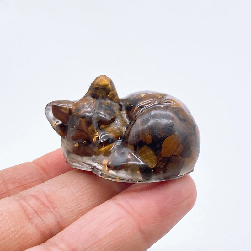 Sleeping Cat Crystal Resin Figurine
