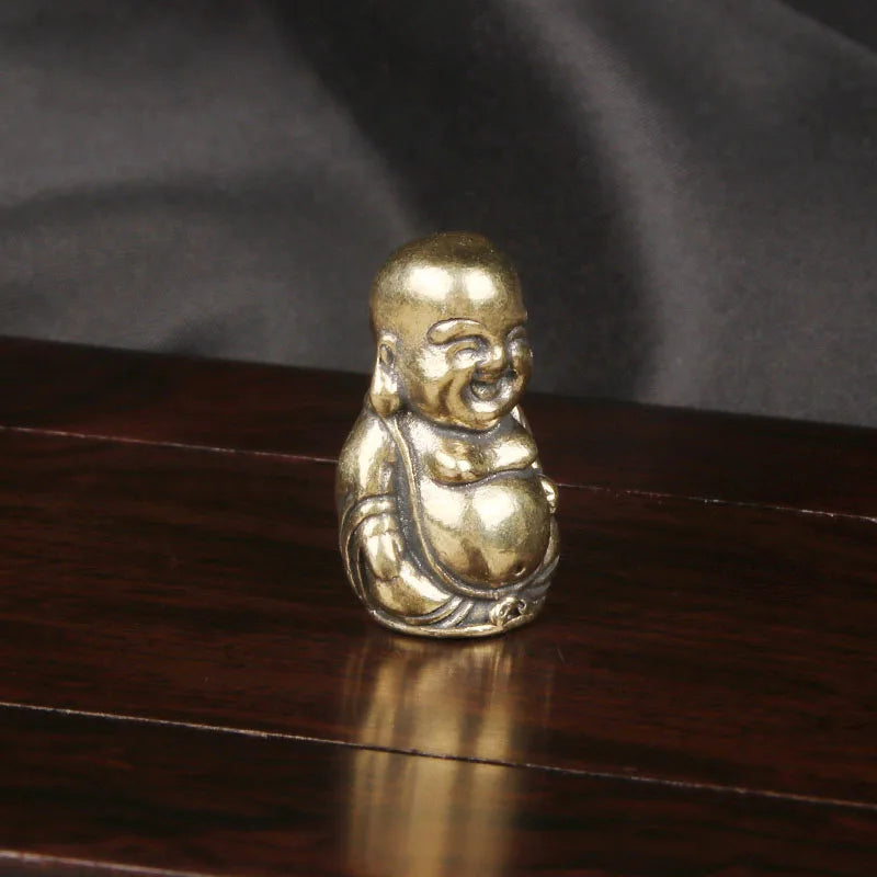 Vintage Brass Maitreya Buddha Desk Ornament