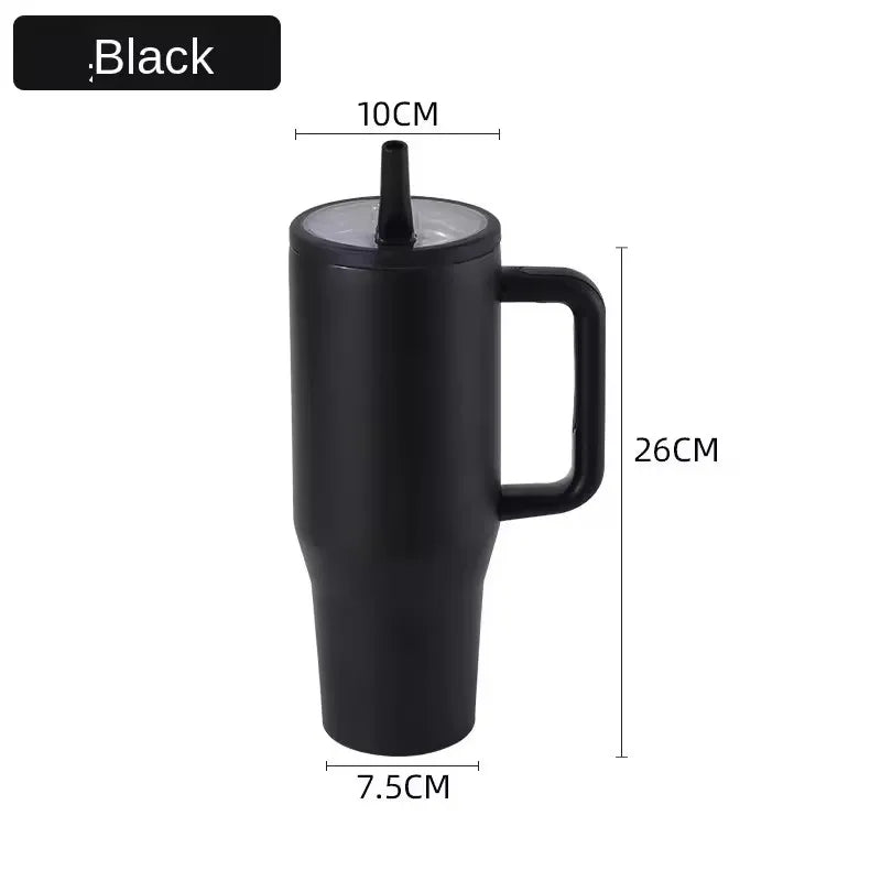 40 oz Insulated Tumbler with Handle and Straw