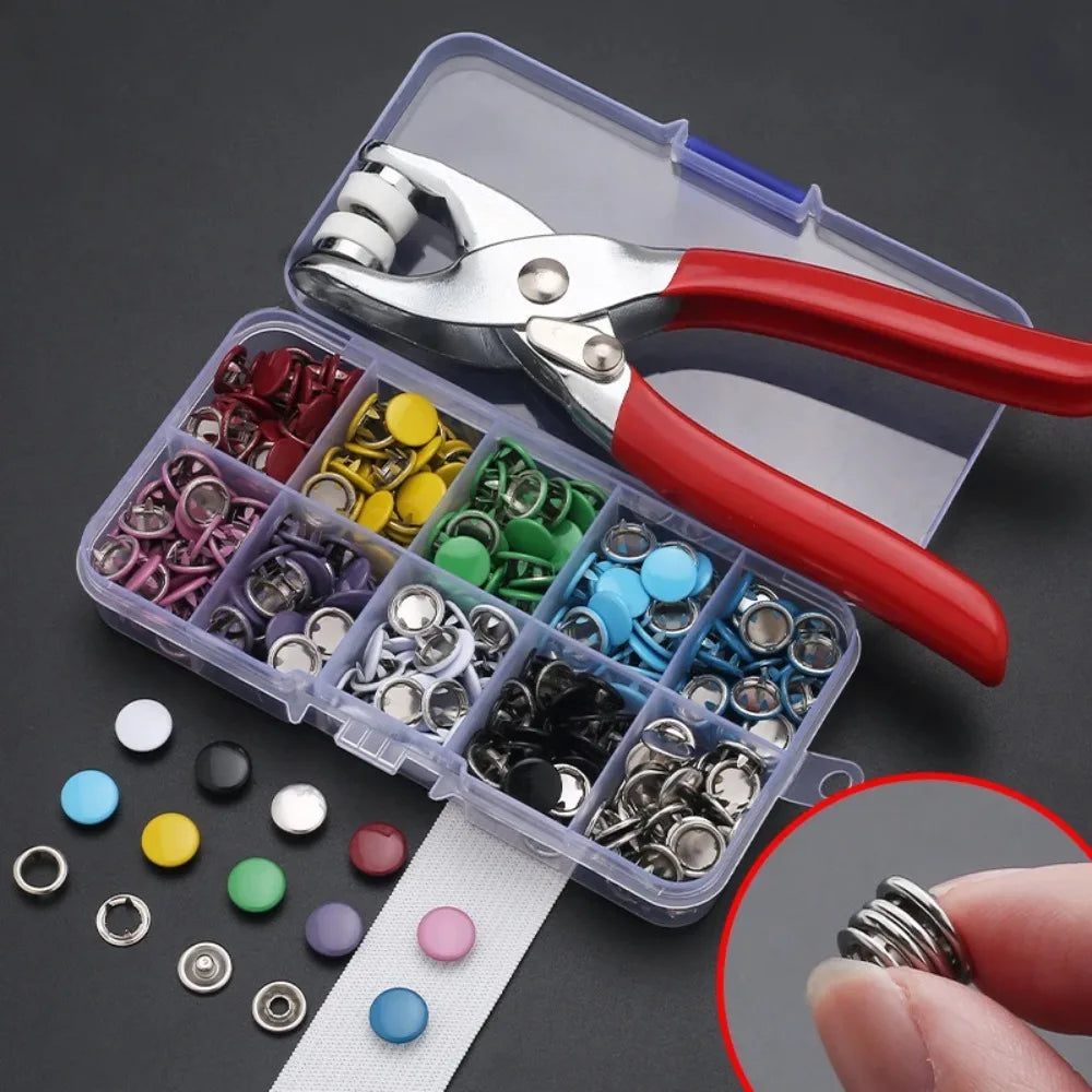 Metal Sewing Buttons with Installation Pliers (50-Piece Set)