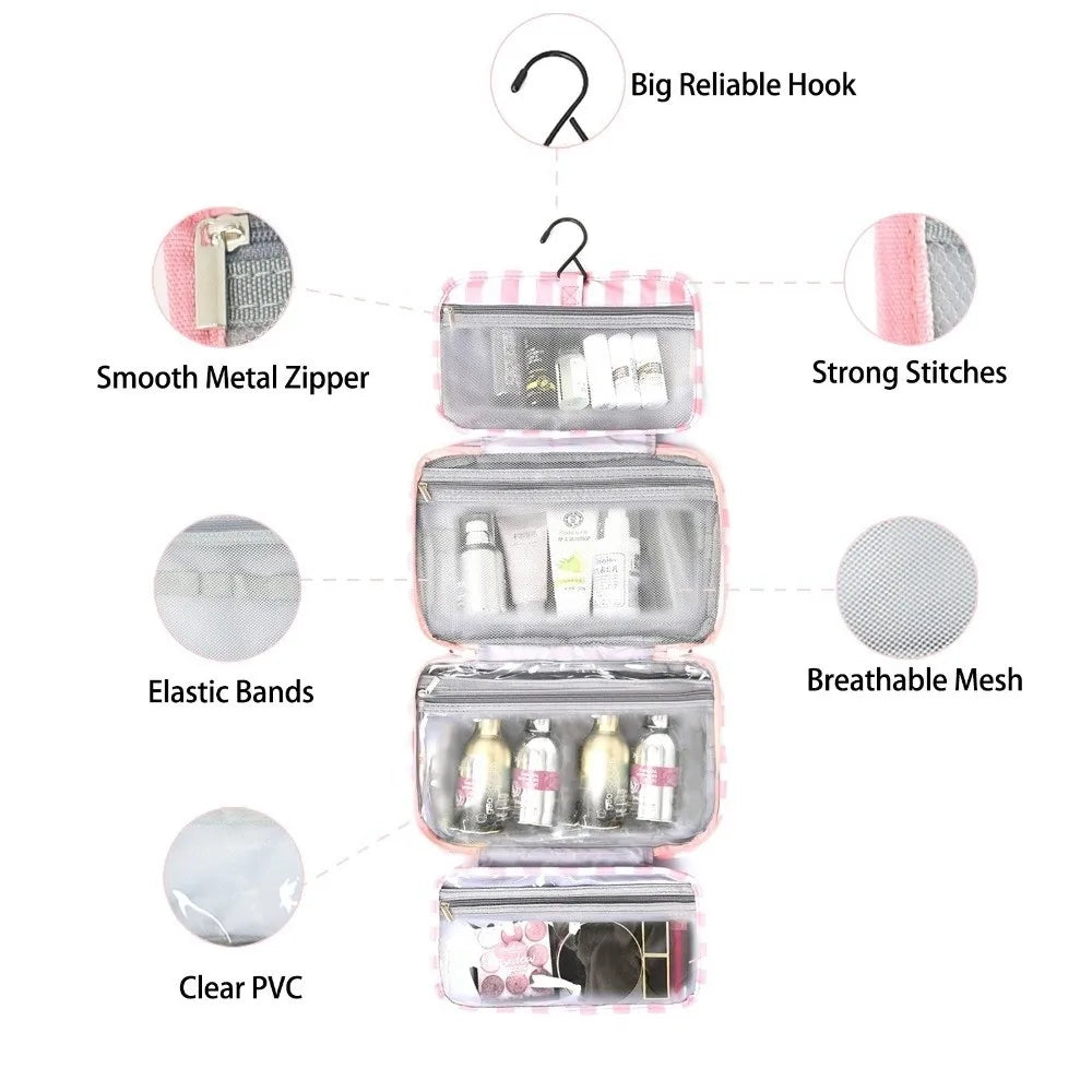 4-Fold Hanging Travel Toiletry Bag with Hook