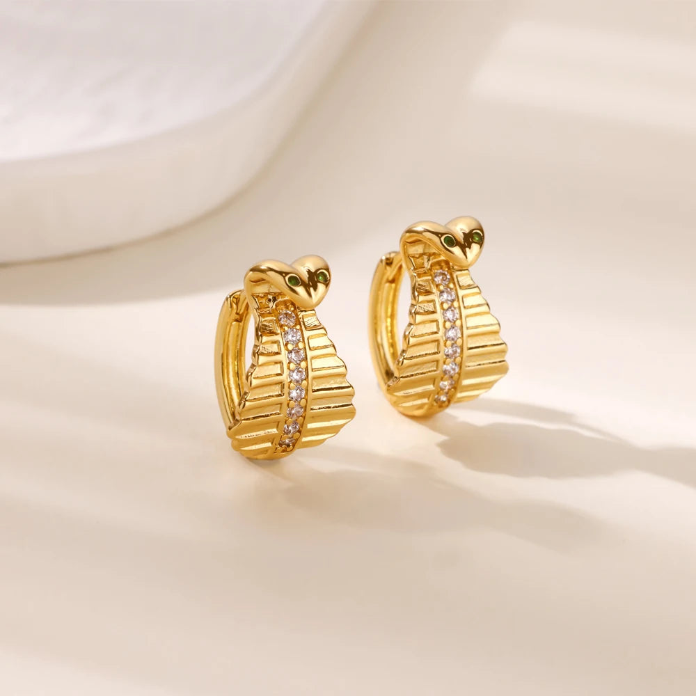 Boucles d'oreilles créoles en zircon cubique ton or