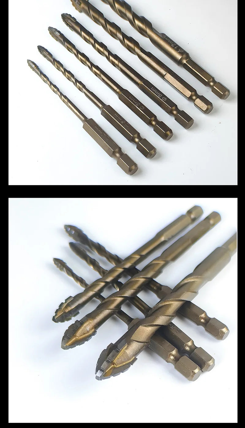 Carbide Four-Blade Serrated Drill Bit Set 6-10mm for Tile, Ceramic, and Stone
