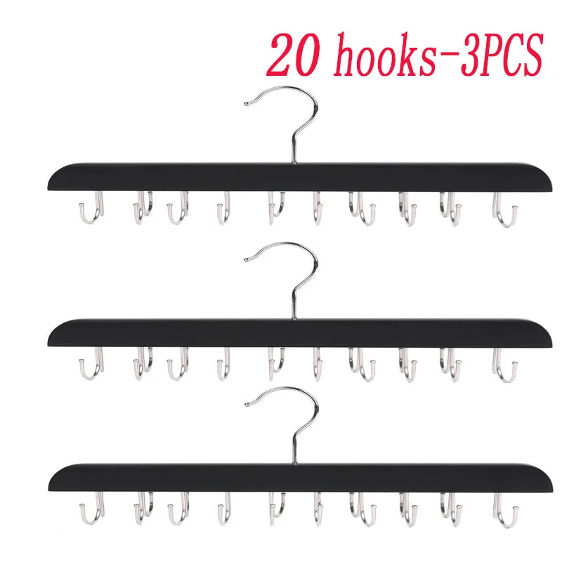 20 hooks in black for a multifunctional wooden hanging organizer for belts, hats & accessories