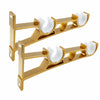 A pair of gold-colored heavy duty double curtain rod brackets for wall mounting, designed to fit 1 to 1.2 inch rods.