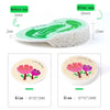 Comparison of wood pulp dish sponges showing size difference before and after use.
