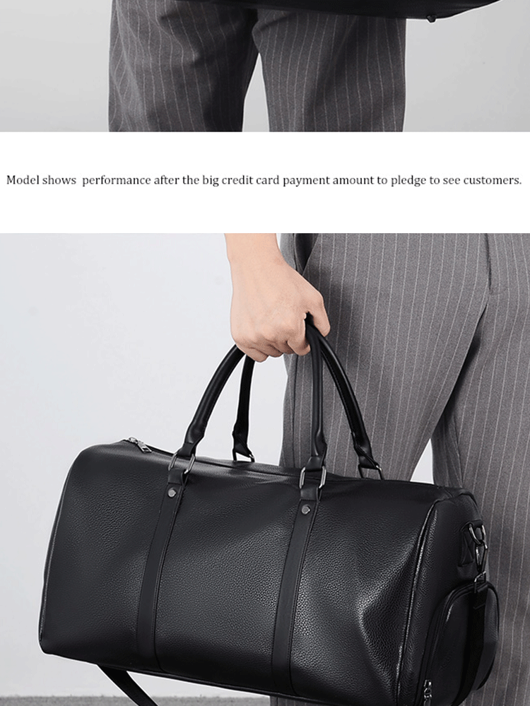 Retro PU Leather Weekender Duffel Bag with Adjustable Shoulder Strap