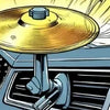 A close-up of a clip-on car vent cymbal mounted on a vehicle dashboard.