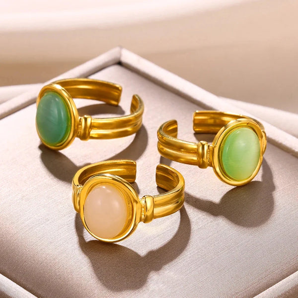 Vintage Oval Opal Ring with Adjustable Gold Band
