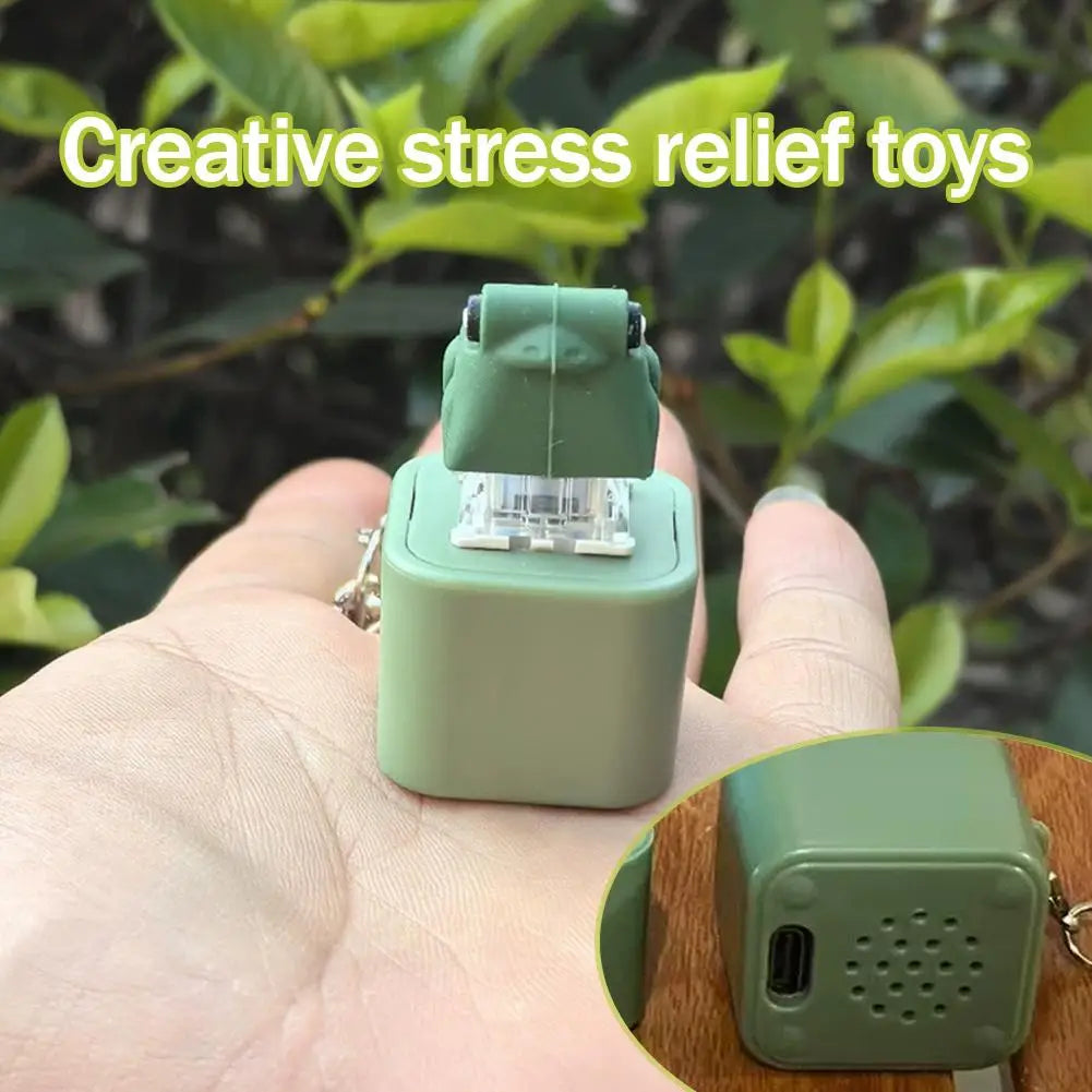 Croaking Frog Fidget Toy Keychain with Sound and LED Lights